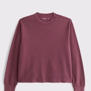Burgundy Long Sleeve Waffle Knit Top